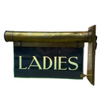 Load image into Gallery viewer, Vintage-style 'LADIES' sign with brass finish on a white background
