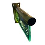 Load image into Gallery viewer, Green sign with 'LADIES' text attached to a metal bracket on a white background
