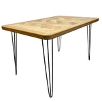 Load image into Gallery viewer, Wooden table with a geometric pattern on a white background
