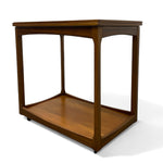 Load image into Gallery viewer, Wooden side table with a shelf on a white background
