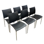 Load image into Gallery viewer, six black leather chairs 
