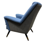 Load image into Gallery viewer, side of midcentury chair in two tone fabrics
