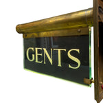 Load image into Gallery viewer, Vintage-style 'GENTS' sign with brass frame on a white background
