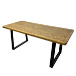 Load image into Gallery viewer, rectangular dining table black steel legs
