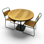 Load image into Gallery viewer, Round wooden table with four chairs on a white background
