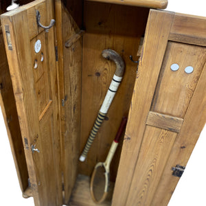 HOCKEY STIX Pitch Pine Vintage Cupboard School Games Storage
