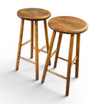 Load image into Gallery viewer, Two wooden bar stools on a white background
