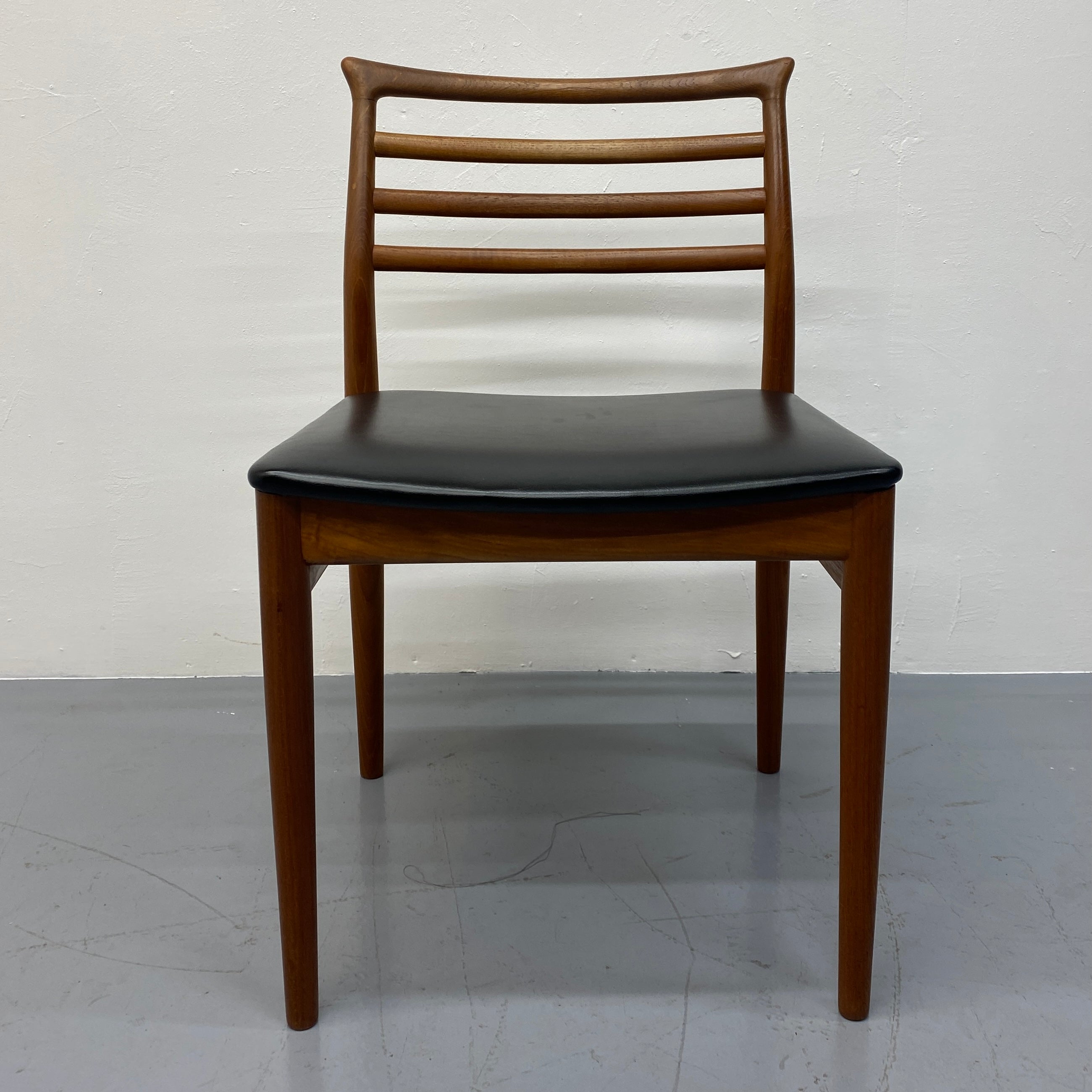 Teak And Vinyl Danish Dining Chairs Erling Torvits Six