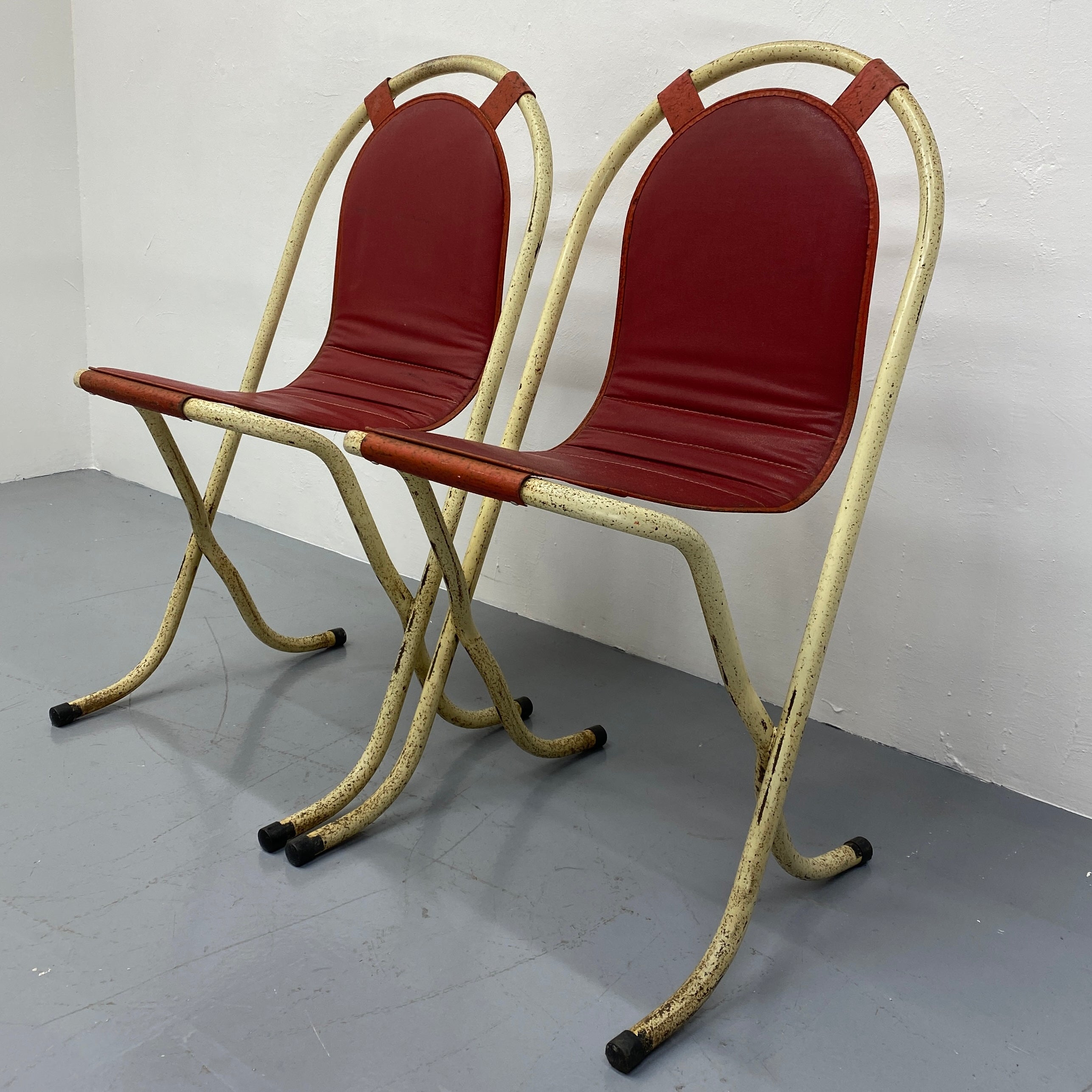 Red Cream Vintage Stak A Bye Chairs