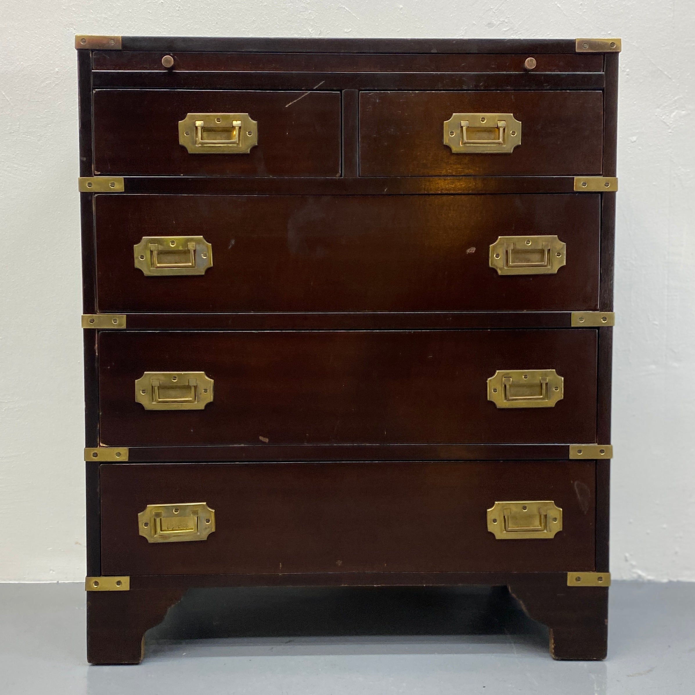 FRONT OF Campaign Chest Of Drawers Bureau