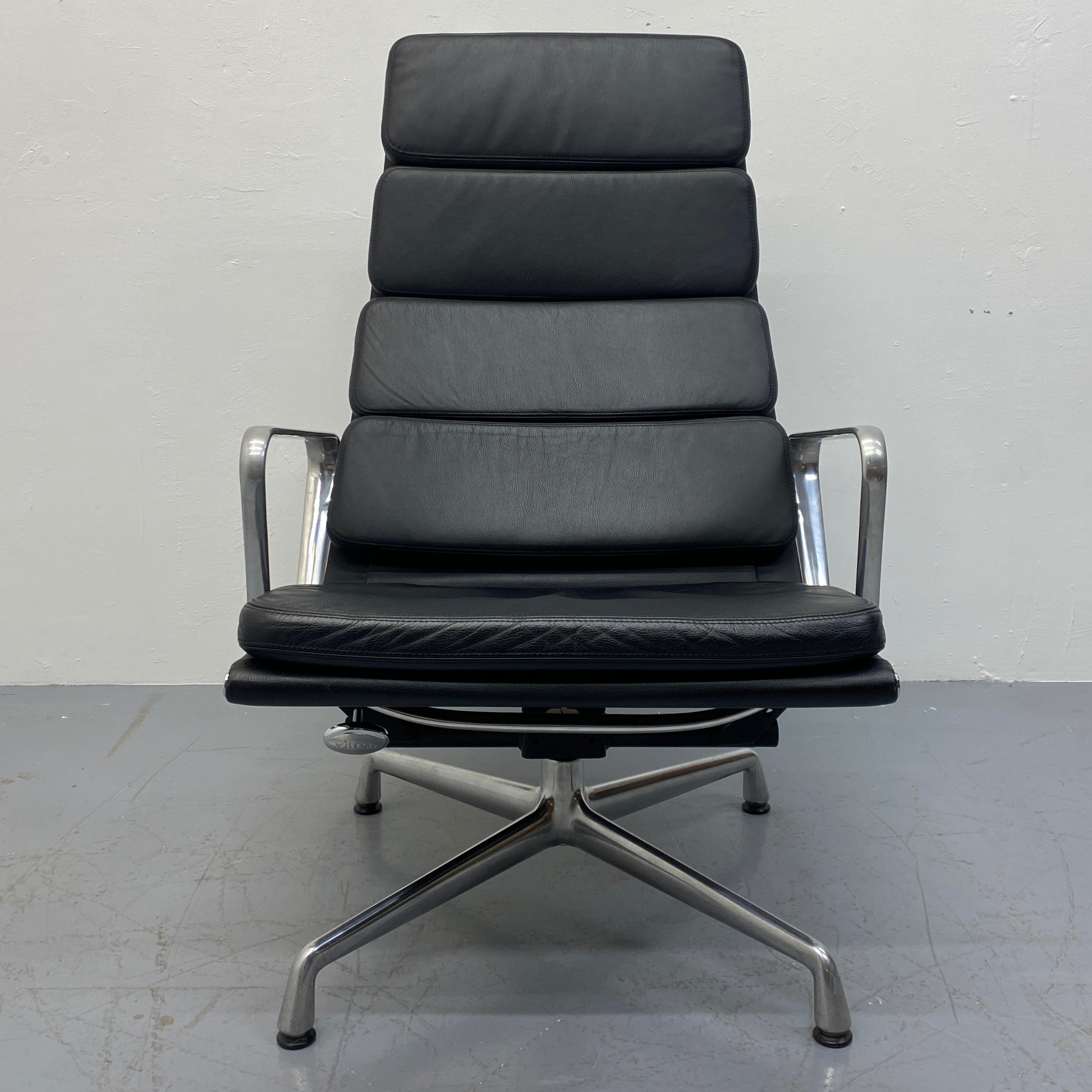 Vintage Eames Chair Model EA215 Black Leather