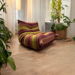 Load image into Gallery viewer, stripped button back fabric togo sofa in situ
