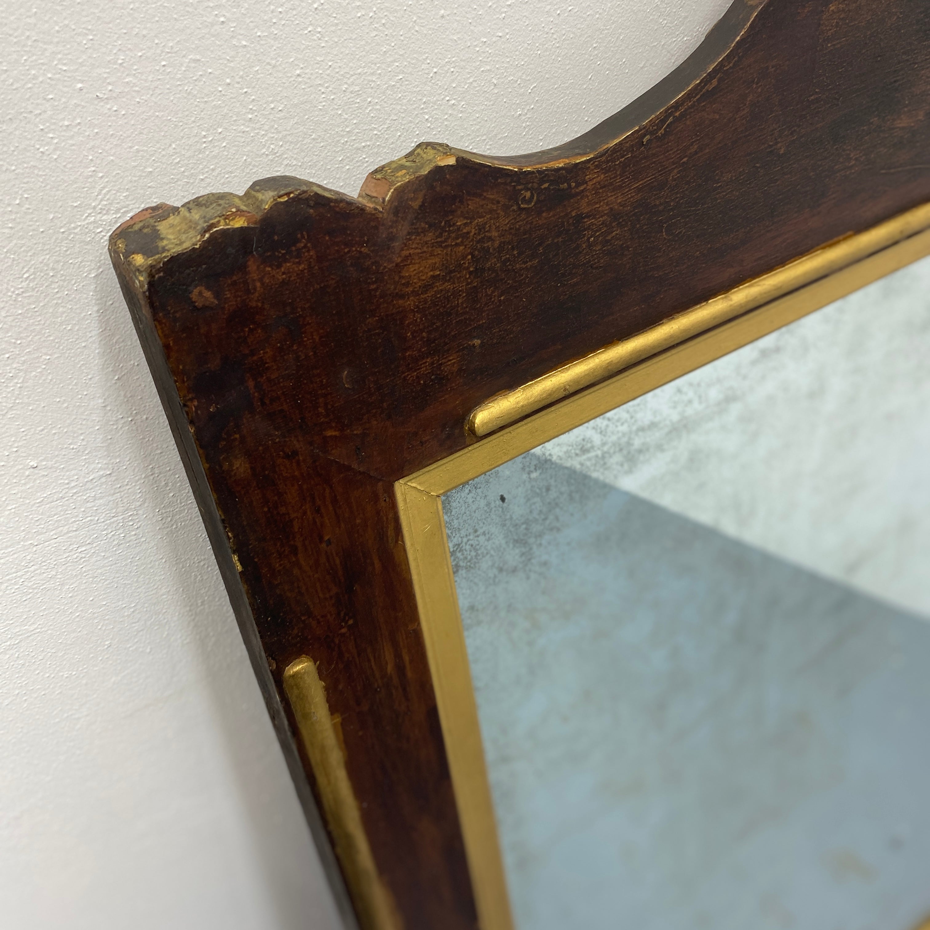 Brown And Gold Overmantle Mirror