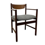 Load image into Gallery viewer, Wooden chair with a gray cushion on a white background
