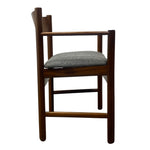 Load image into Gallery viewer, Wooden chair with a gray cushion on a white background
