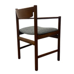 Load image into Gallery viewer, Wooden chair with a gray cushion on a white background
