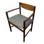 Load image into Gallery viewer, Wooden chair with a gray cushion on a white background
