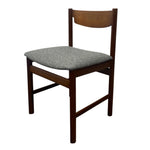Load image into Gallery viewer, Wooden chair with a gray cushion on a white background
