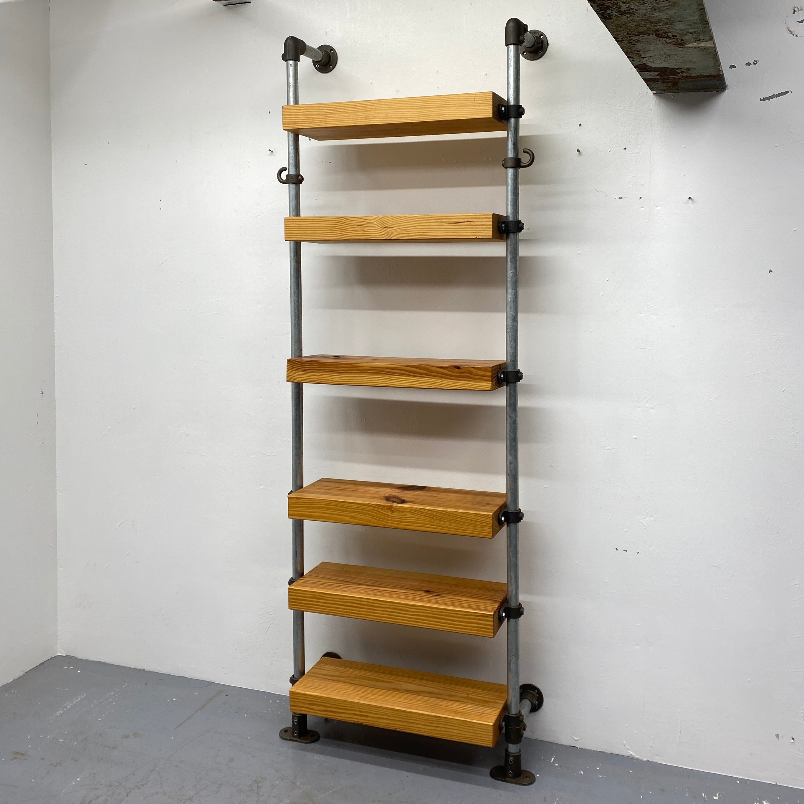 Reclaimed Pine Industrial Shelving Wall Mounted