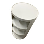 Load image into Gallery viewer, White cylindrical storage unit with multiple shelves on a white background
