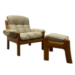 Load image into Gallery viewer, cream leather chair and ottoman
