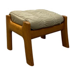 Load image into Gallery viewer, leather and wood footstool
