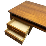 Load image into Gallery viewer, Wooden desk with an open drawer on a white background
