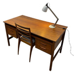 Load image into Gallery viewer, Wooden desk with a chair and lamp on a white background
