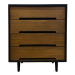 Load image into Gallery viewer, FOUR DRAWER CHEST IN WALNUT WITH A BLACK FRAME AND BLACK LEGS
