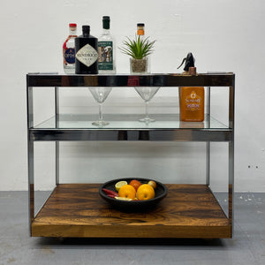 Front Of Merrow Associates Rosewood Chrome Drinks Trolley