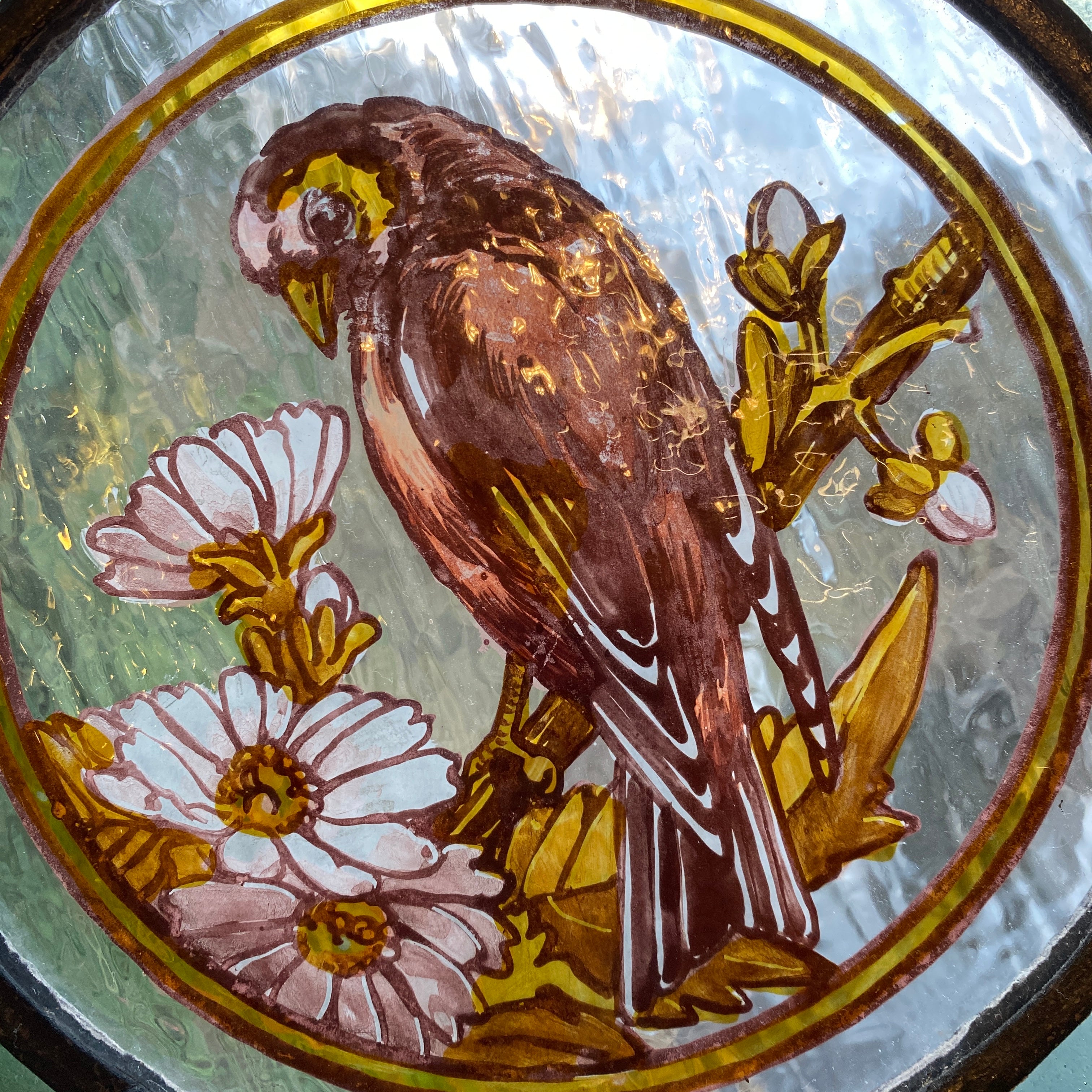 Bird Flowers Stained Glass