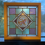 Load image into Gallery viewer, Shelf Victorian English Leaded Stained Glass Birds Flowers #6

