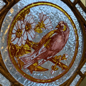 Close Up Victorian English Leaded Stained Glass Birds Flowers #6