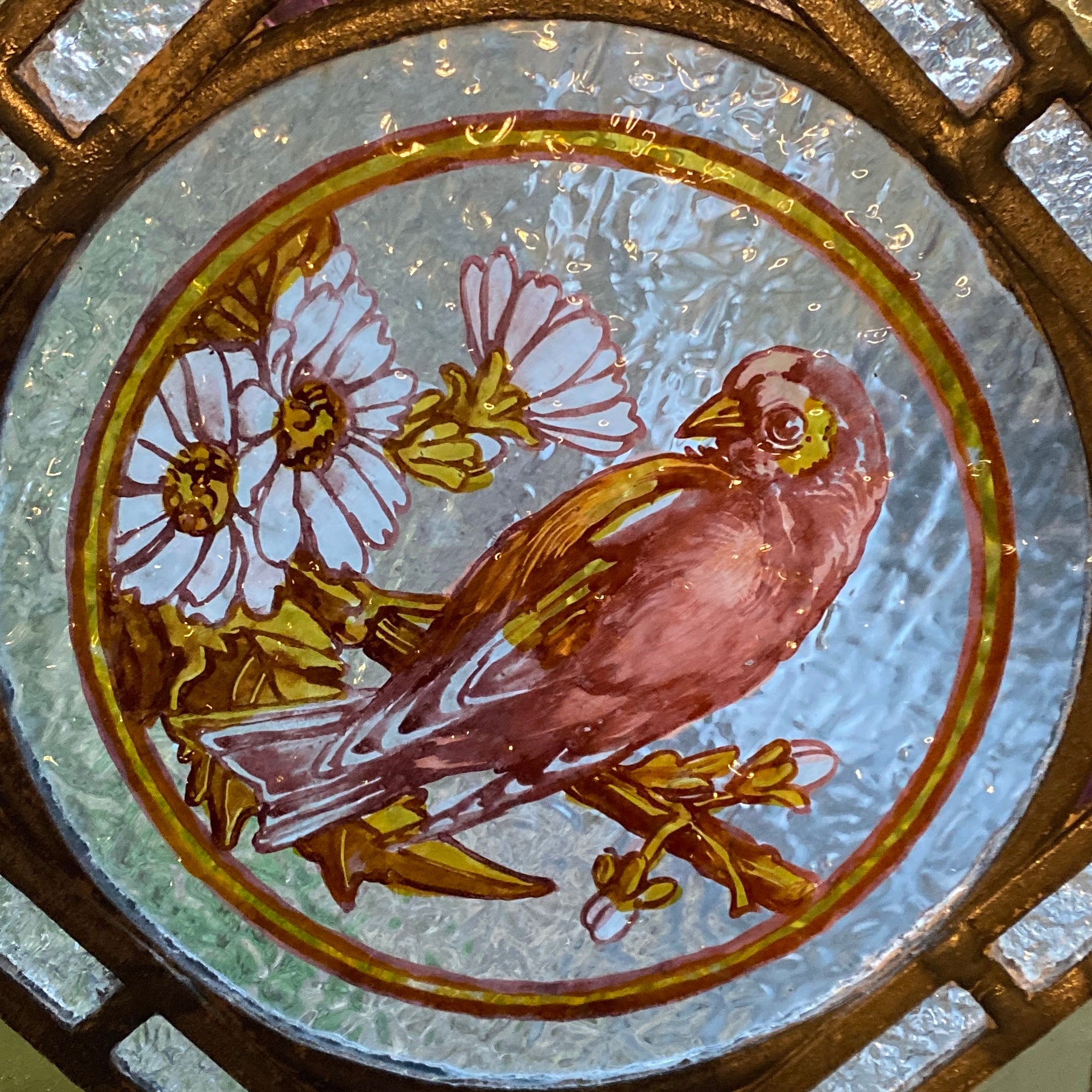 Daisy And Bird Stained Glass