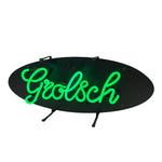 Load image into Gallery viewer, Neon sign with 'Grolsch' logo on a black background
