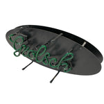 Load image into Gallery viewer, Black and green metal horse shoe rack on a white background
