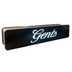 Load image into Gallery viewer, Black rectangular sign with 'Gents' text on a white background
