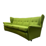 Load image into Gallery viewer, Midcentury Sofa Wool Green Refurbished Four Seater
