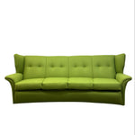 Load image into Gallery viewer, Midcentury Sofa Wool Green Refurbished Four Seater
