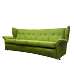 Load image into Gallery viewer, Midcentury Sofa Wool Green Refurbished Four Seater
