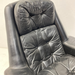 Black Leather Danish Leather Lounge Chair