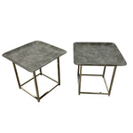 Load image into Gallery viewer, Contemporary Side Tables Shagreen Ceramic Polished Chrome
