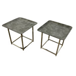 Load image into Gallery viewer, Contemporary Side Tables Shagreen Ceramic Polished Chrome
