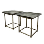 Load image into Gallery viewer, Contemporary Side Tables Shagreen Ceramic Polished Chrome

