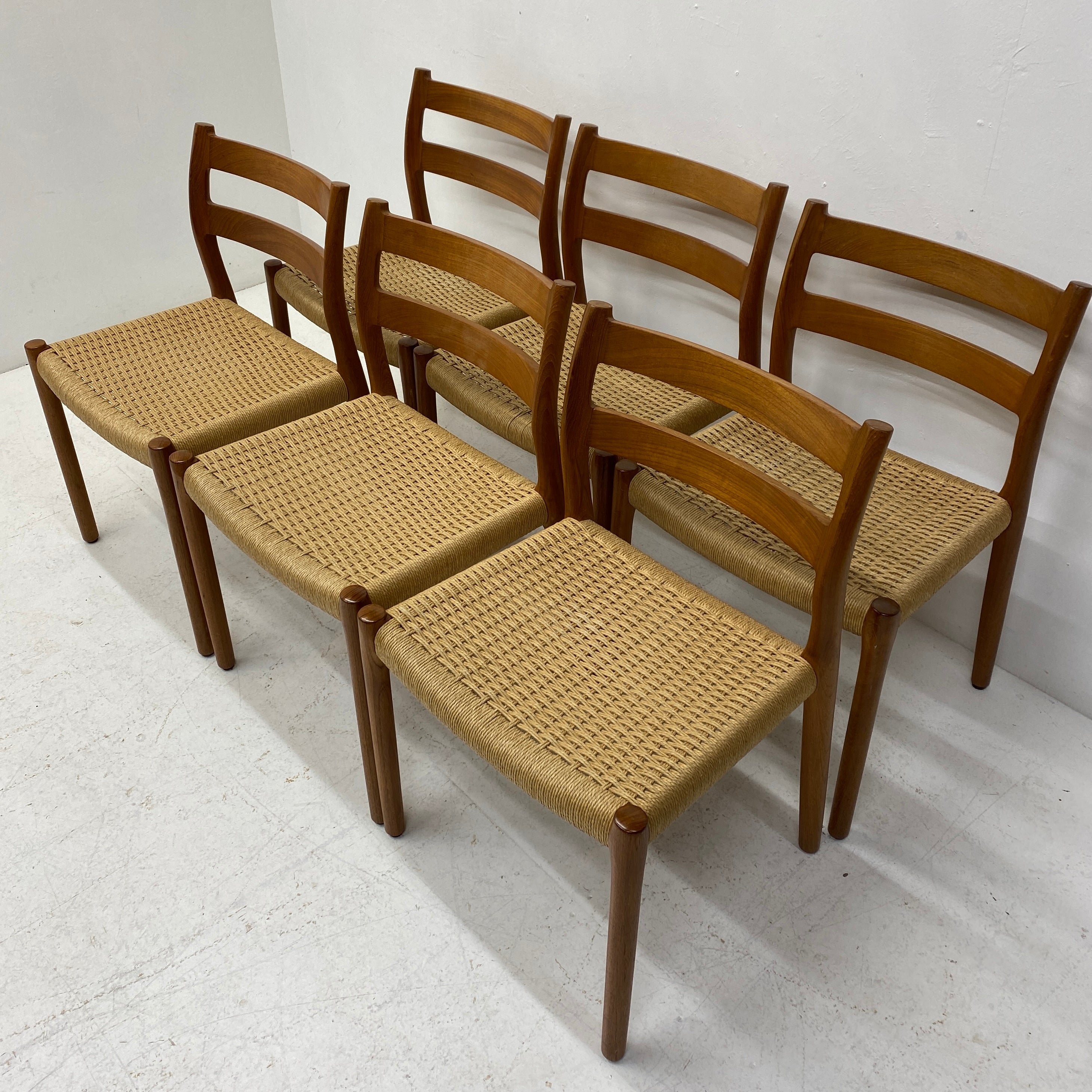 Papercord Danish Niels Moller Dining Chairs Six