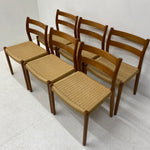 Load image into Gallery viewer, Papercord Danish Niels Moller Dining Chairs Six
