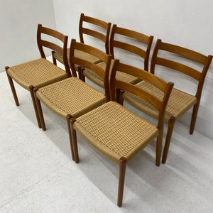 Papercord Danish Niels Moller Dining Chairs Six