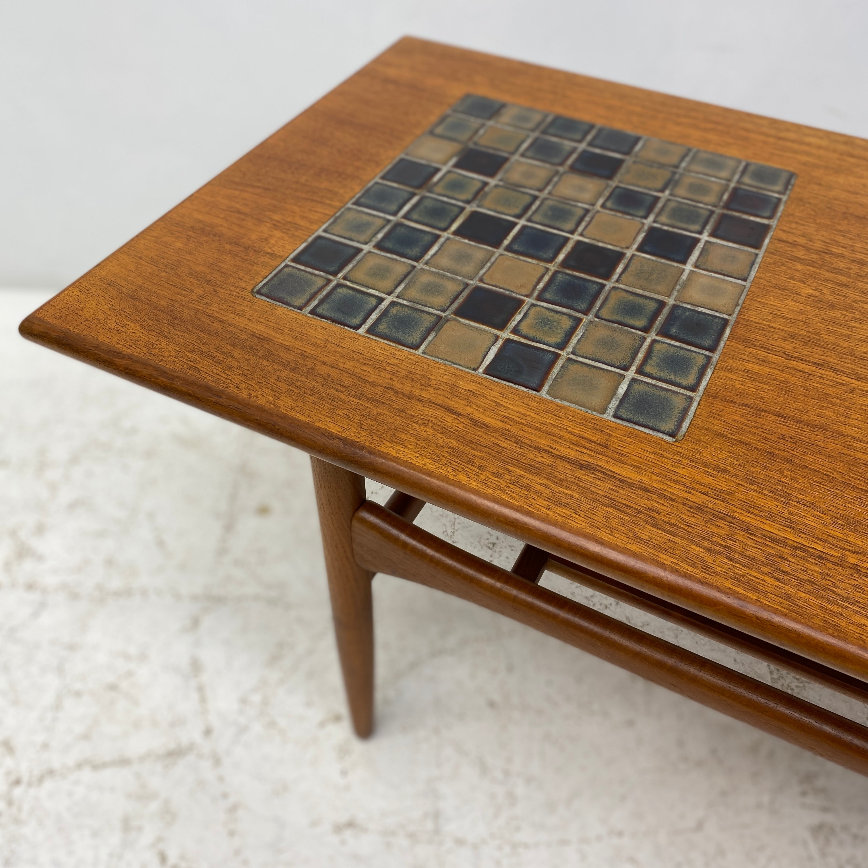 Teak And Tiled Retro Coffee Table