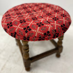Load image into Gallery viewer, Oak Vintage Stool Welsh Wool Red
