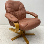 Load image into Gallery viewer, Leather Bentwood Swivel Lounge Chair
